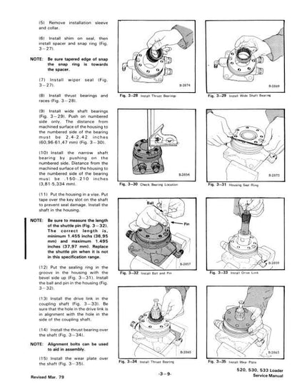 Bobcat 520 530 533 Skid Steer Loader Service Manual sample page with technical illustrations