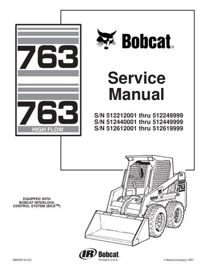 Bobcat 763 Skid Steer Loader Service Manual factory service manual title page