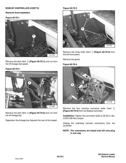 Bobcat 963 Skid Steer Loader Service Manual sample page from the repair manual