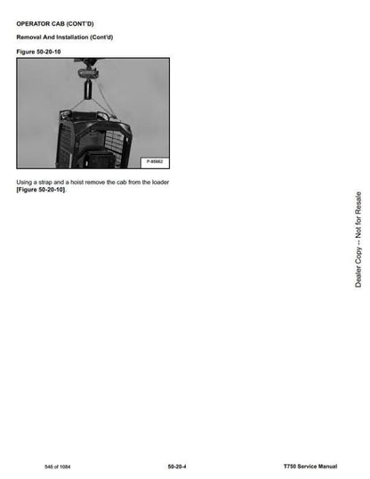 Bobcat T750 Compact Track Loader Service Manual sample page showing repair procedures