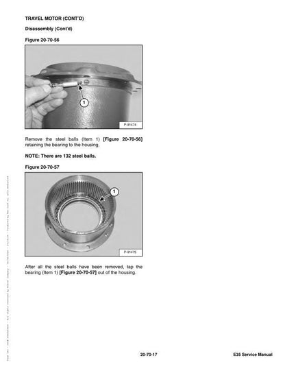 Bobcat E35 Compact Excavator Service Manual sample page with diagrams and specifications