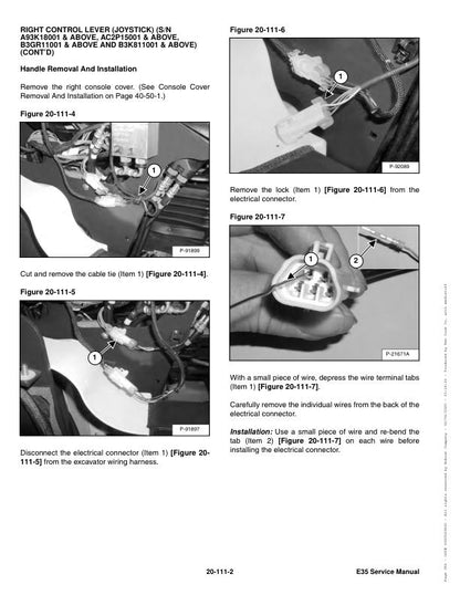 Bobcat E35 Compact Excavator Service Manual sample page showing repair procedures