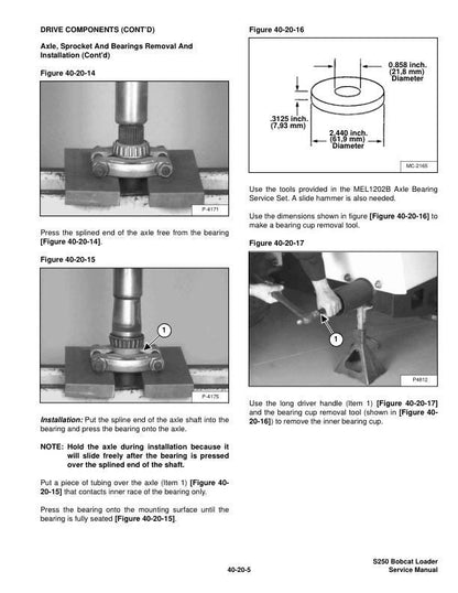 Bobcat S250 Skid Steer Loader Service Manual sample page from service manual
