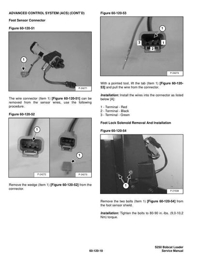 Bobcat S250 Skid Steer Loader Service Manual sample page showing repair procedures