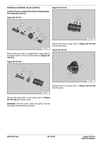 Bobcat T3571 T3571L Telehandler Service Manual sample page with diagrams and specifications