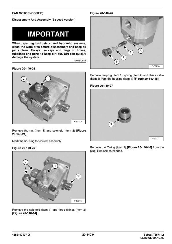 Bobcat T3571 T3571L Telehandler Service Manual sample page from service manual