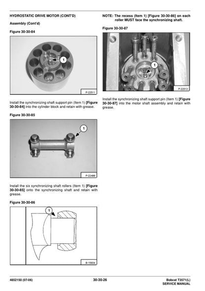 Bobcat T3571 T3571L Telehandler Service Manual sample page showing repair procedures