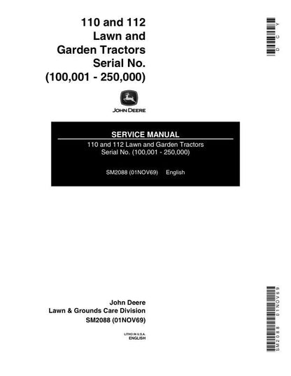 John Deere 110 112 Lawn Tractor Service Manual factory service manual title page
