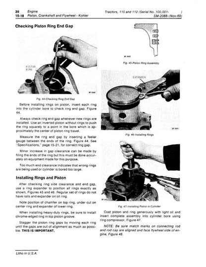 John Deere 110 112 Lawn Tractor Service Manual sample page with diagrams and specifications