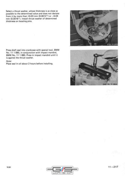 BMW R80 GS 247 Airhead Motorcycle Service Manual sample page showing repair procedures