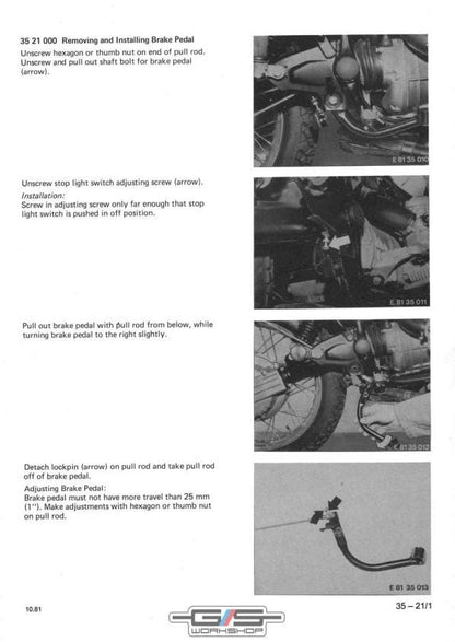 BMW R80 GS 247 Airhead Motorcycle Service Manual sample page from the repair manual