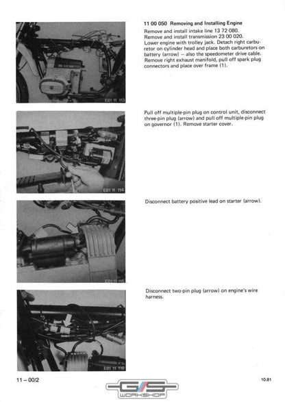 BMW R80 GS 247 Airhead Motorcycle Service Manual sample page with diagrams and specifications