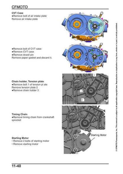 CFMOTO UFORCE 500 Service Repair Manual sample page with technical illustrations