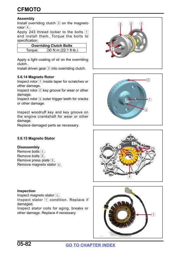 CFMOTO ZFORCE 800 Trail Service Repair Manual sample page with technical illustrations