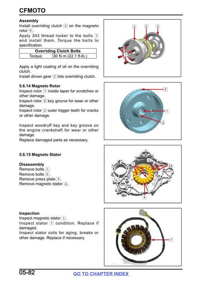 CFMOTO ZFORCE 800 Trail Service Repair Manual sample page with technical illustrations