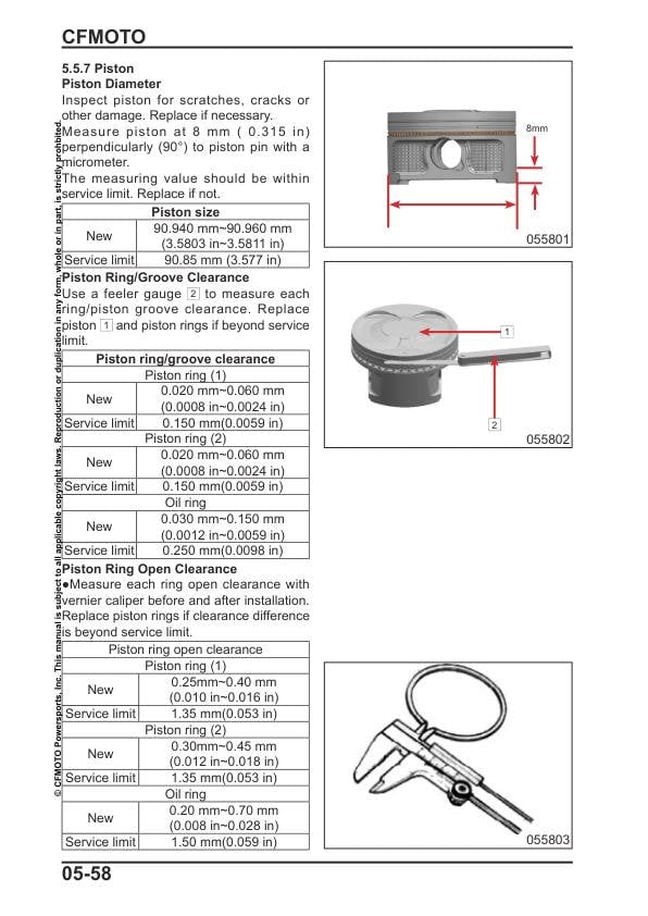 CFMOTO ZFORCE 950 sport Service Repair Manual sample page showing repair procedures