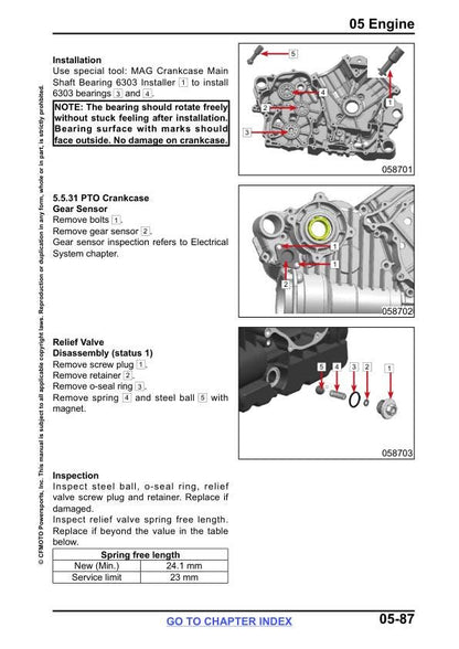 CFMOTO ZFORCE 950 H.O. Sport Ex 1000 Sport R Service Manual sample page with technical illustrations