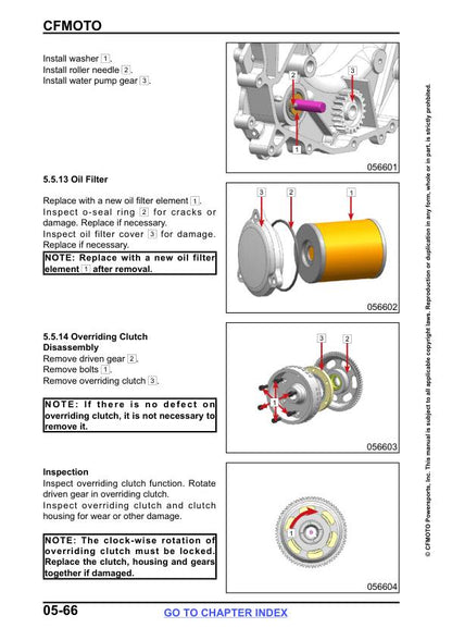 CFMOTO ZFORCE 950 H.O. Sport Ex 1000 Sport R Service Manual sample page showing repair procedures