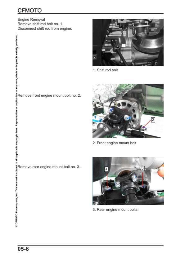 CFMOTO ZFORCE 800 Ex Service Repair Manual sample page with diagrams and specifications