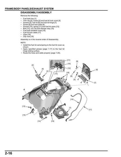 Honda ADV 750 Scooter Service Manual sample page with diagrams and specifications