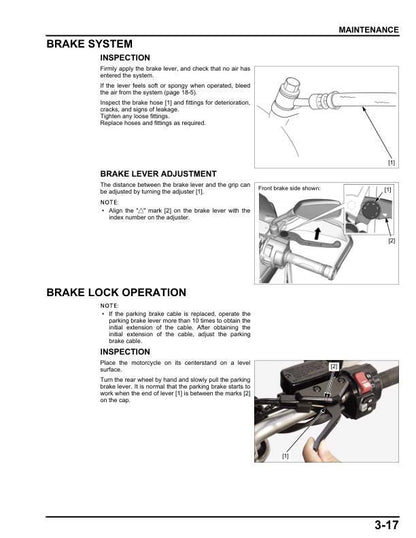 Honda ADV 750 Scooter Service Manual sample page showing repair procedures