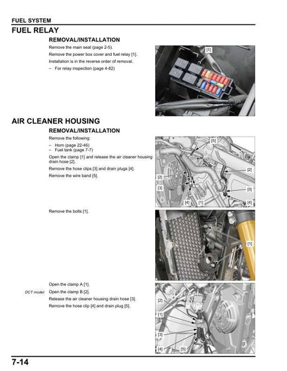 Honda Africa Twin CRF1100 Motorcycle Service Manual sample page with technical illustrations