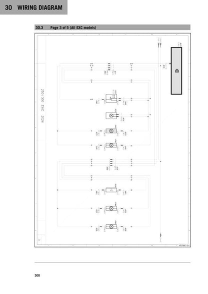 KTM 250 300 EXC Service Manual sample page with technical illustrations