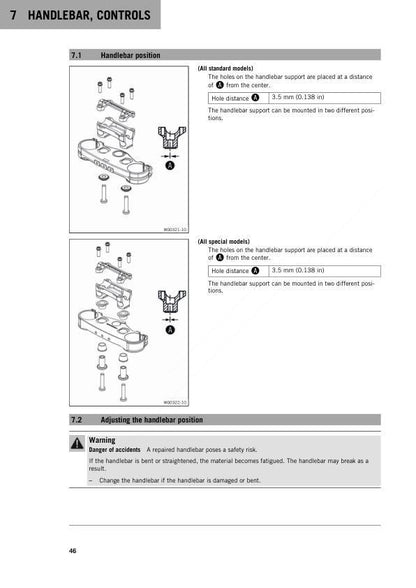 KTM 250 300 EXC Service Manual table of contents