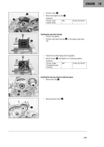 KTM 250 300 EXC Service Manual sample page showing repair procedures