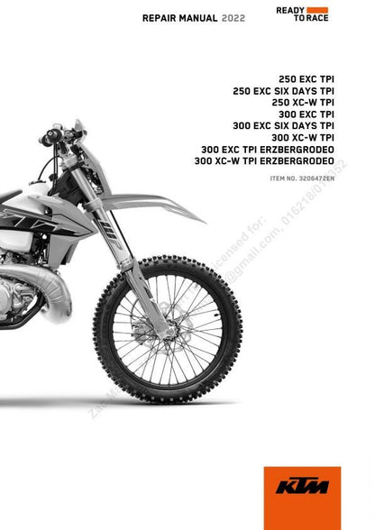 KTM 250 300 EXC Service Manual factory service manual title page