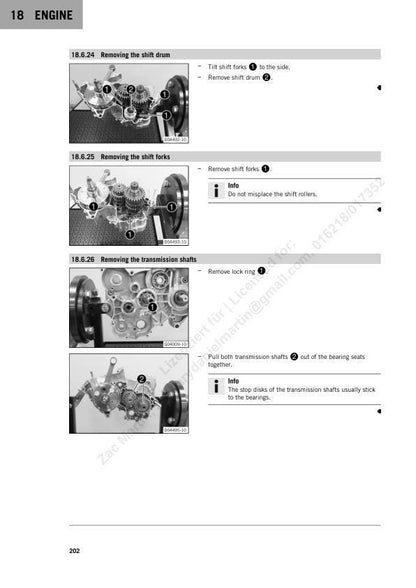 KTM 250 300 EXC Service Manual sample page showing repair procedures