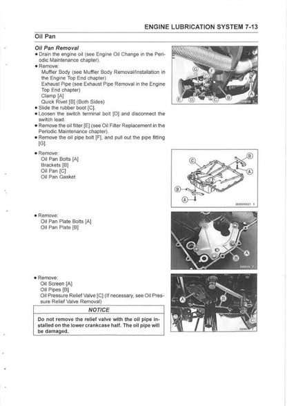 Kawasaki 1400GTR Concours 14 ABS Service Manual sample page showing repair procedures