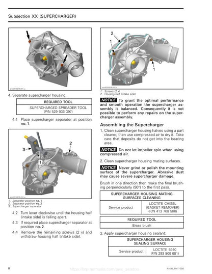 Seadoo GTX RXP RXT Wake Service Manual sample page with diagrams and specifications