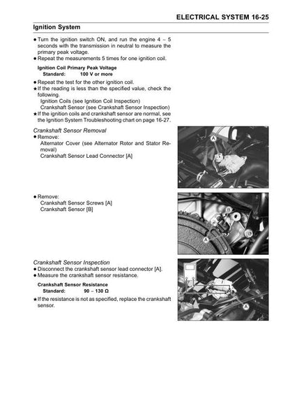 Kawasaki Mule 3010 3020 3000 Service Manual sample page with service data and tables