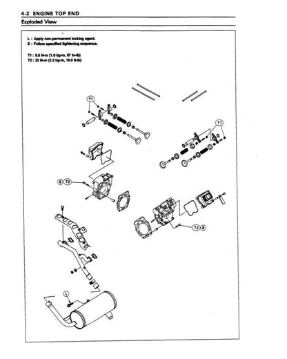 Kawasaki Mule 2510 2520 Service Manual sample page with diagrams and specifications
