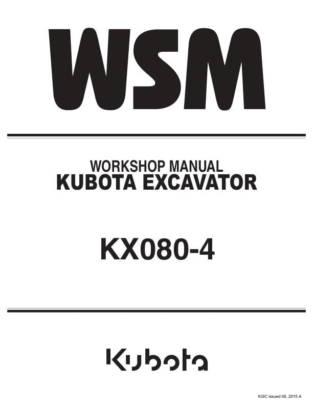 Kubota KX080-4 Excavator Service Manual factory service manual title page