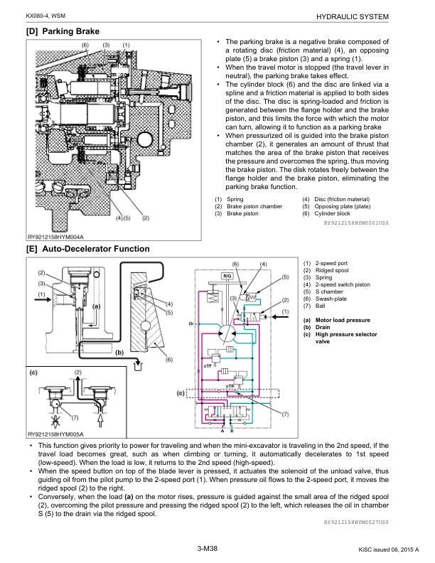 Kubota KX080-4 Excavator Service Manual sample page with diagrams and specifications