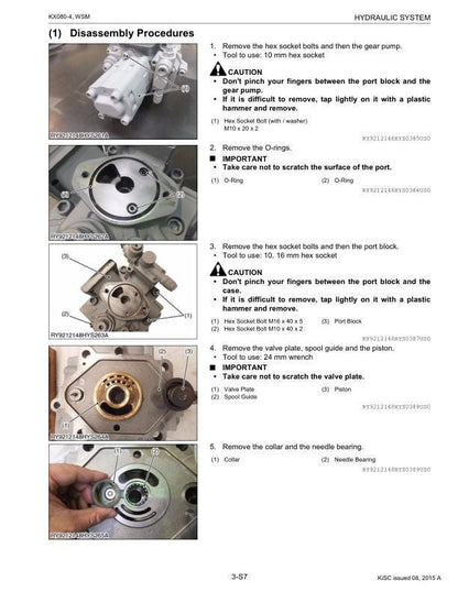Kubota KX080-4 Excavator Service Manual sample page showing repair procedures