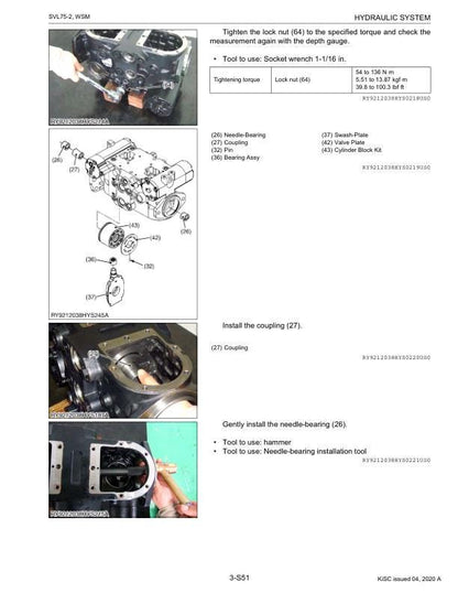 Kubota SVL75 2 Compact Track Loader Service Manual sample page with technical illustrations