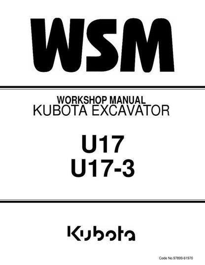 Kubota U17 U17-3 Excavator Service Manual factory service manual title page