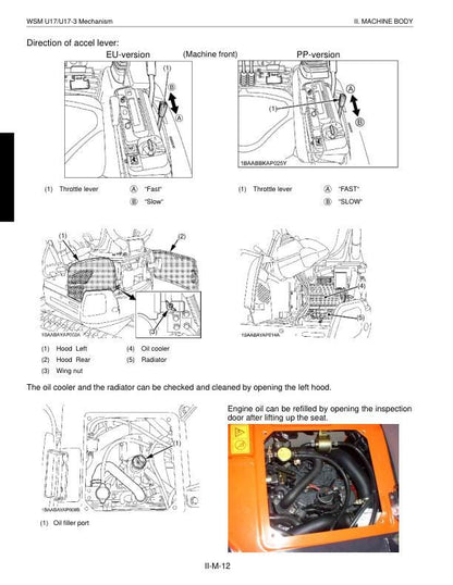 Kubota U17 U17-3 Excavator Service Manual table of contents