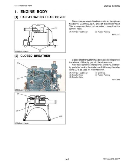 Kubota U17 U17-3 Excavator Service Manual sample page with diagrams and specifications