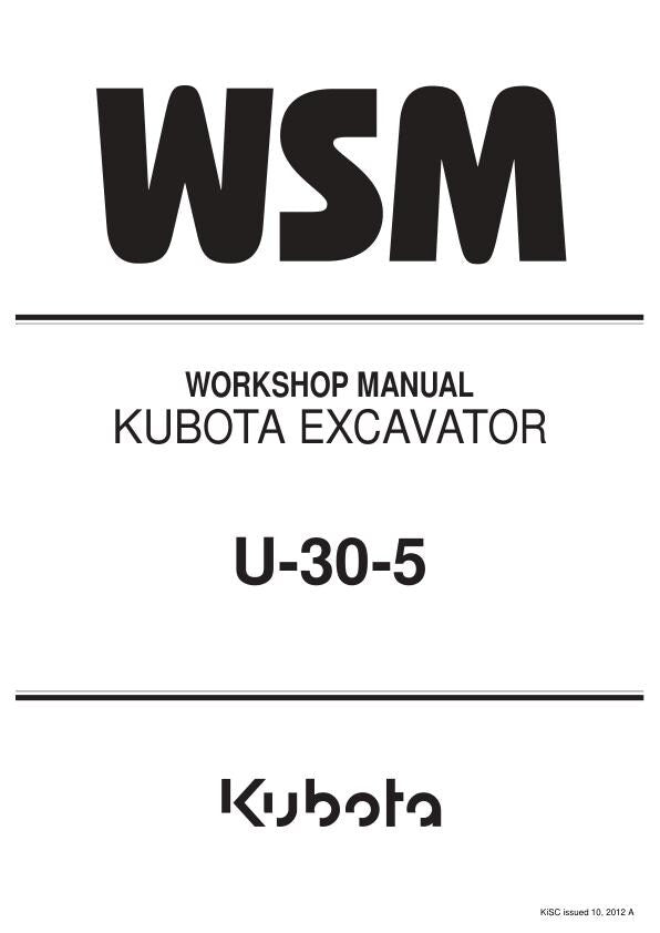 Kubota U30-5 Excavator Service Manual factory service manual title page