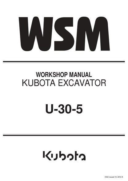 Kubota U30-5 Excavator Service Manual factory service manual title page