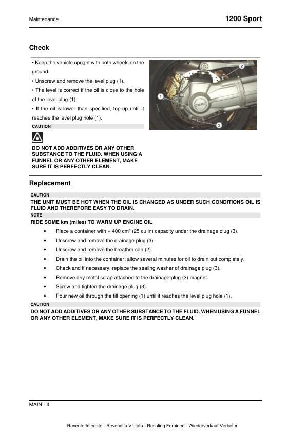 Moto Guzzi 1200 Sport Motorcycle Service Manual sample page from service manual