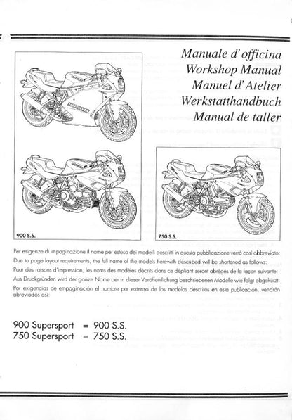 Ducati Supersport 750 900 Motorcycle Service Manual factory service manual title page