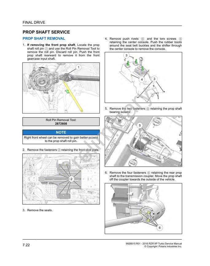 Polaris RZR XP Turbo UTV Service Manual sample page from the repair manual