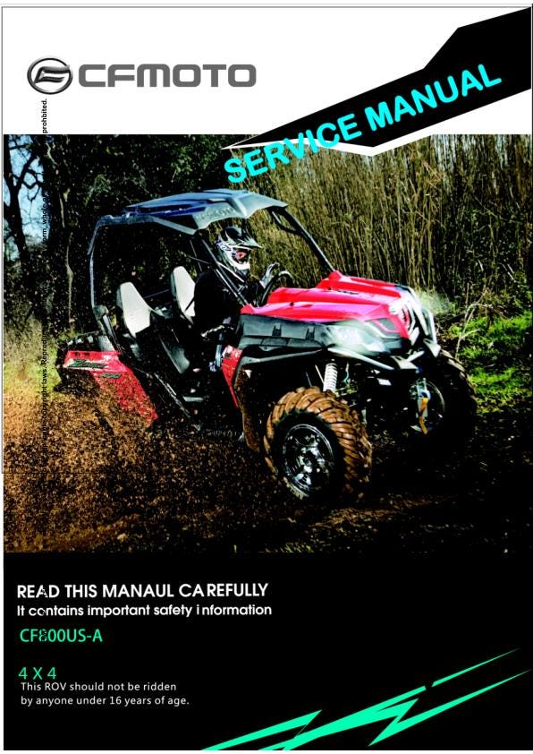 CFMOTO ZFORCE 800 Trail Service Manual factory service manual title page