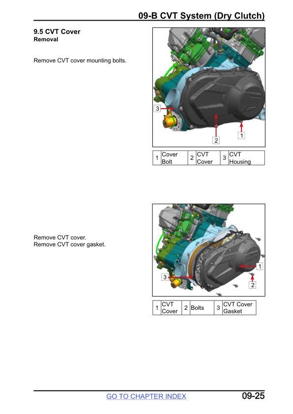CFMOTO ZFORCE 800 Service Manual sample page with service data and tables