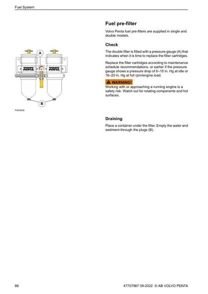 Volvo Penta D4 D6 Diesel Engine Service Repair Manual sample page showing repair procedures
